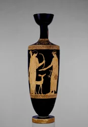 Lécythe attique à figures rouges décorée d